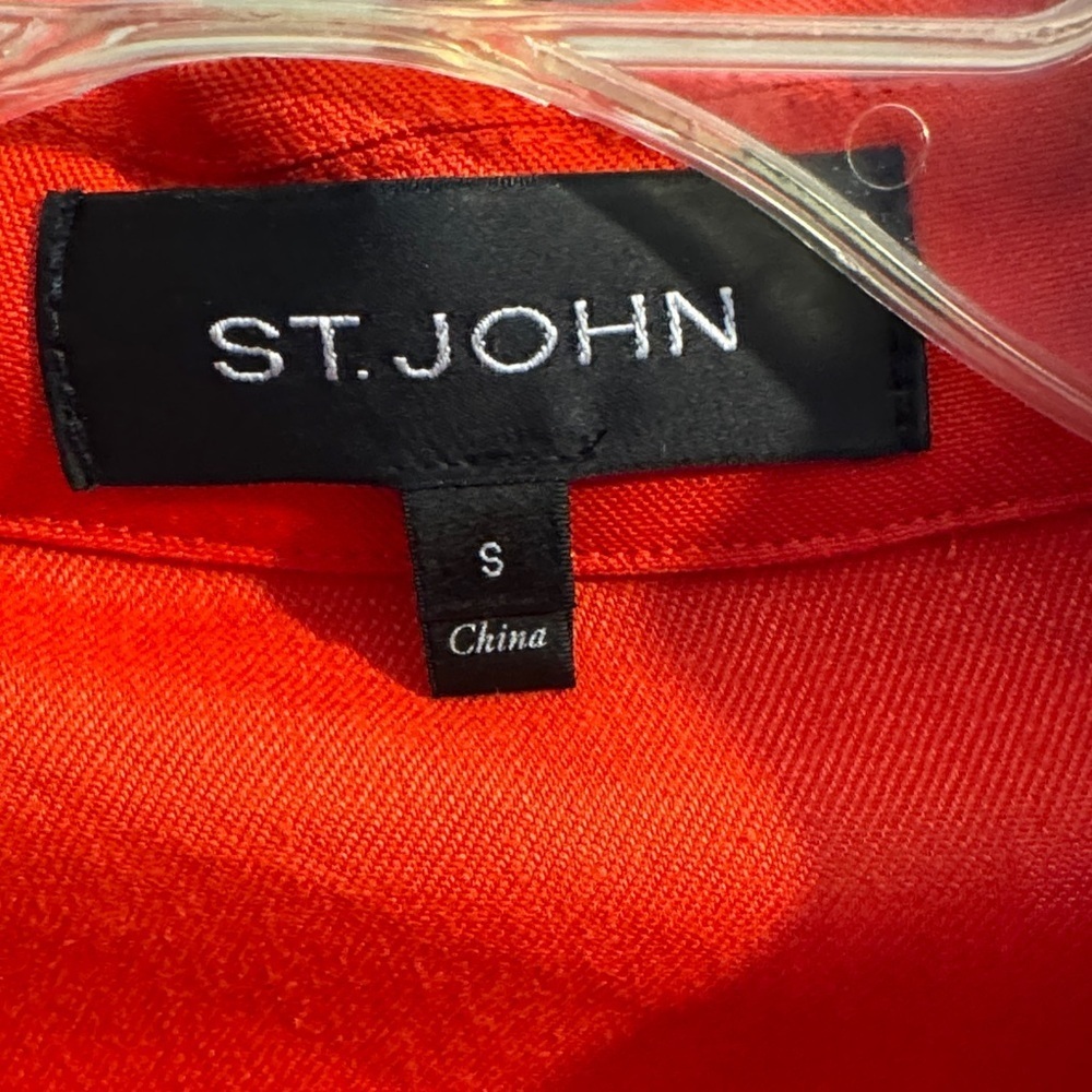NWOT St. John Vibrant Red Linen/Silk Blend Bomber Style Jacket Zipper and Snaps - Picture 10 of 15